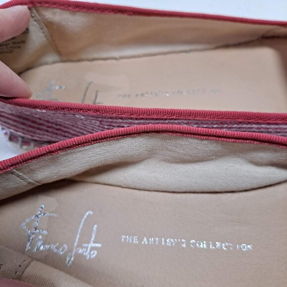 Franco Sarto Size 8.5 A-Whip Pink and White Striped Espadrilles Sequins Jute - Picture 6 of 10